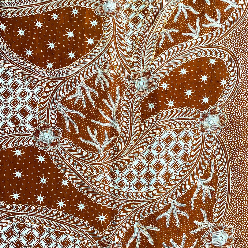 Extremely fine hand-drawn batik on a silk shawl